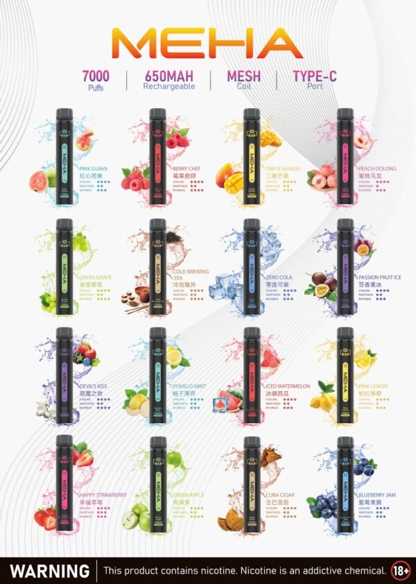 魅嗨MEHA-X-BAR小黑條7000口一次性電子煙原廠正品美滋滋糖果屋