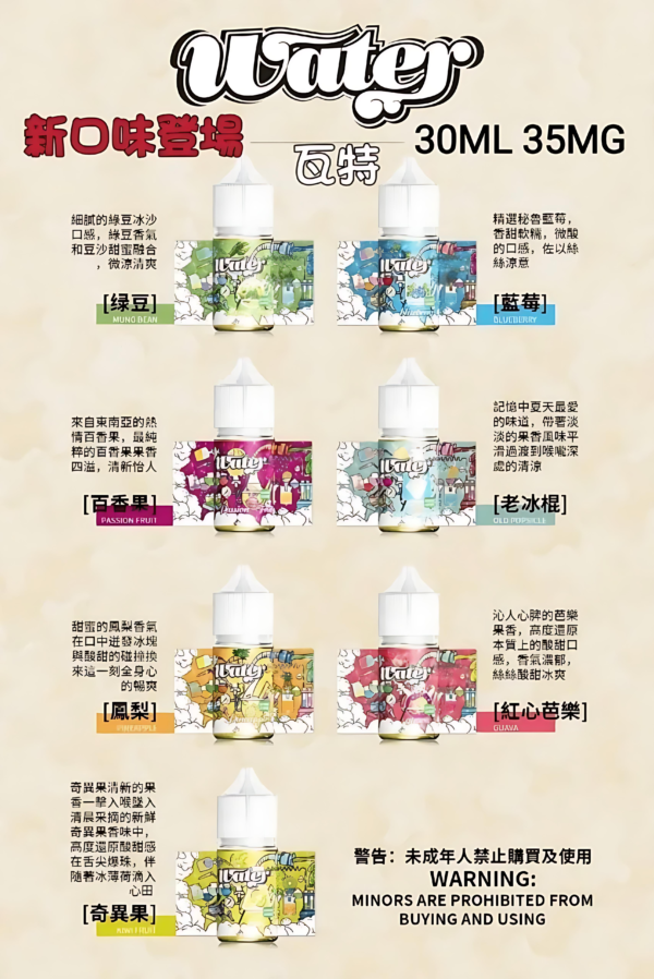 【WATER瓦特煙油美國進口】-小煙油-30ml-3.5-35mg-美滋滋糖果屋