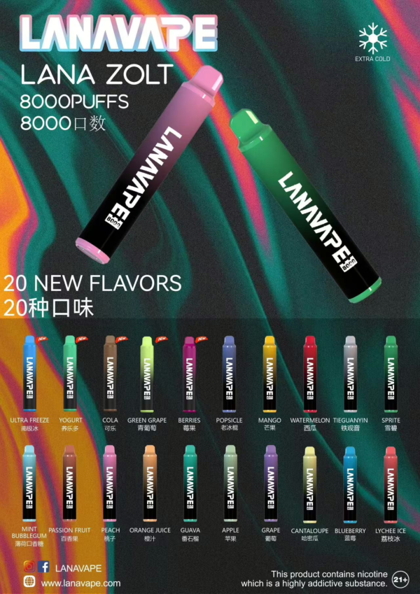 LANA VAPE 8000口拋棄式-原廠正品-Puffs全新升級版大容量電子煙美滋滋糖果屋