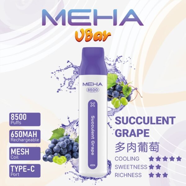 【MEHA魅嗨8500口拋棄式】 一次性8500口puffs電子煙/新款魅嗨小白條電子煙｜美滋滋糖果屋