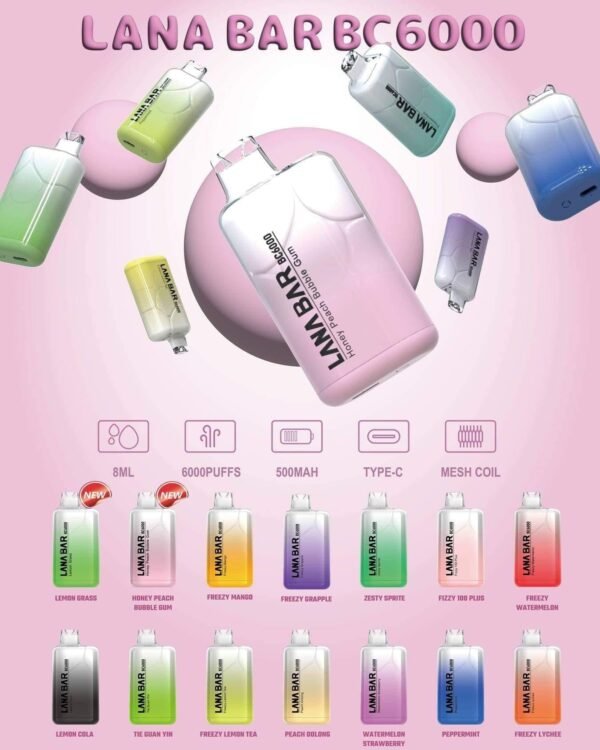 【LANA BAR BC 6000口】大容量新款拋棄式6000口-超涼款一次性電子煙｜美滋滋糖果屋