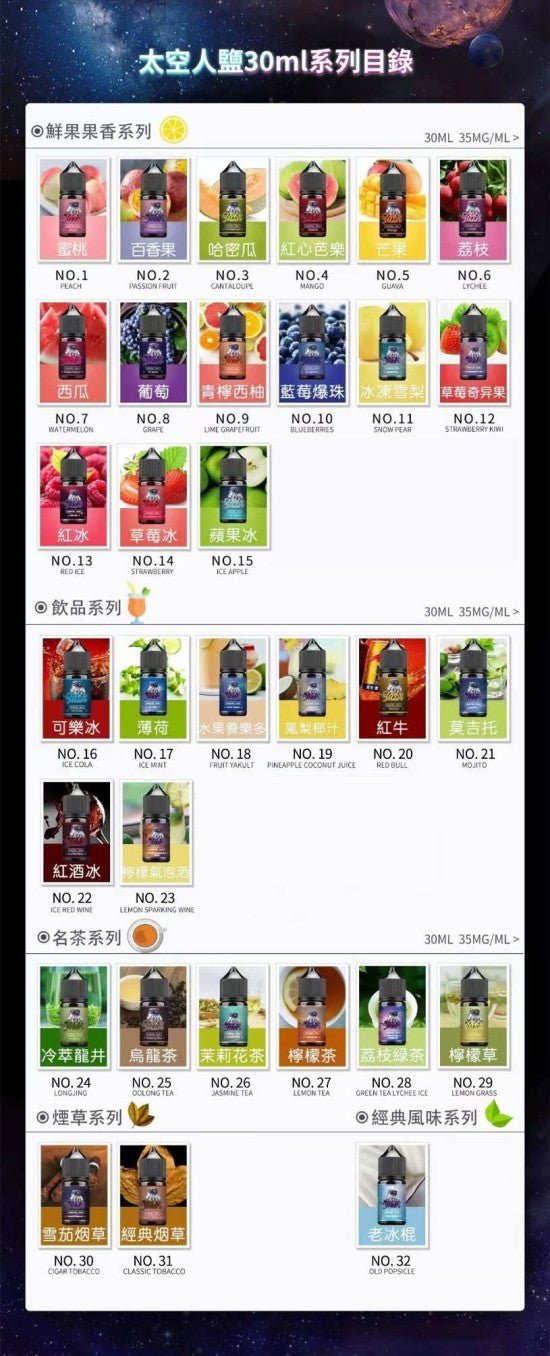 【SPACEMAN太空人煙油🚀】-丁鹽小煙油-電子菸煙油-30ML-35MG-美滋滋糖果屋