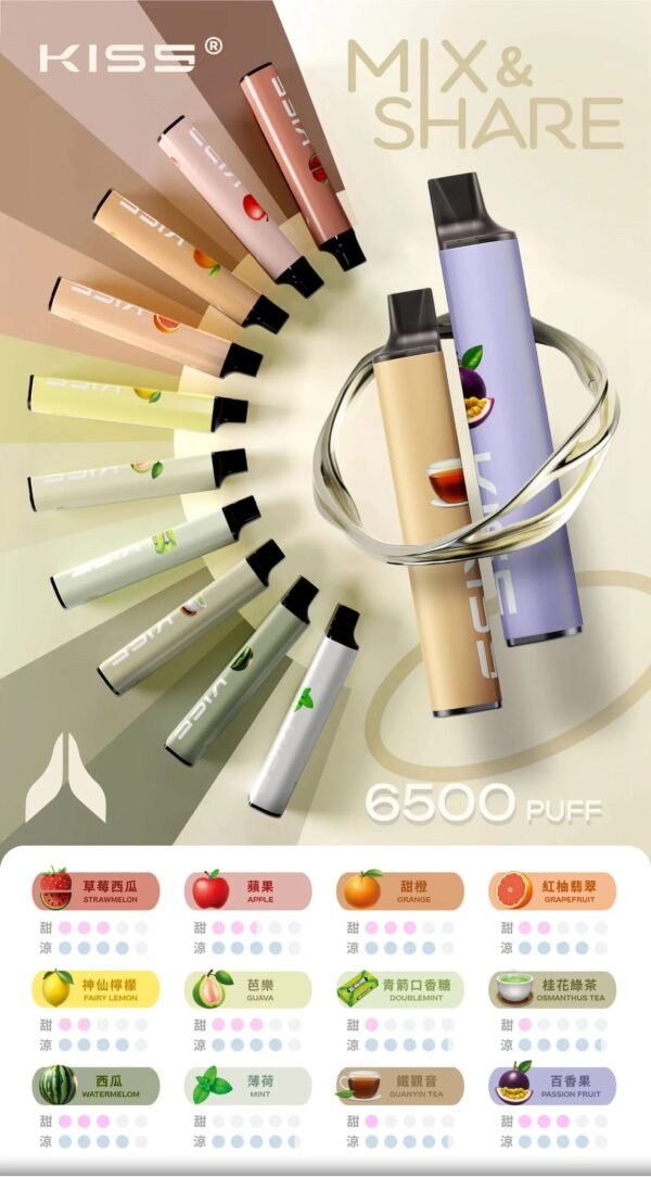 【KISS凯斯拋棄式】MIX&SHARE kiss磁吸電子煙-大容量6500口拋棄式-KISS一次性電子煙｜美滋滋糖果屋